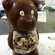 Close-up of a chocolate bear with white chocolate features